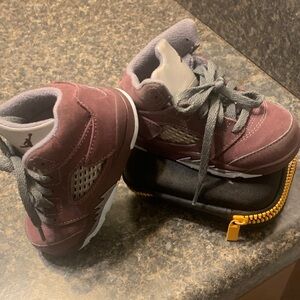Kids Burgundy Sneakers with Gray Accents